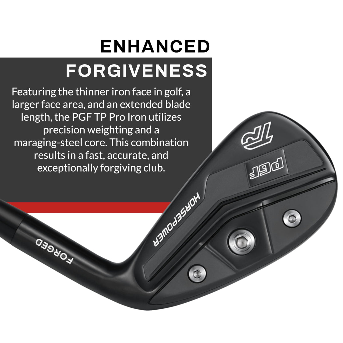 PGF Gold TP tungsten weighting illustrating lower CG for carry