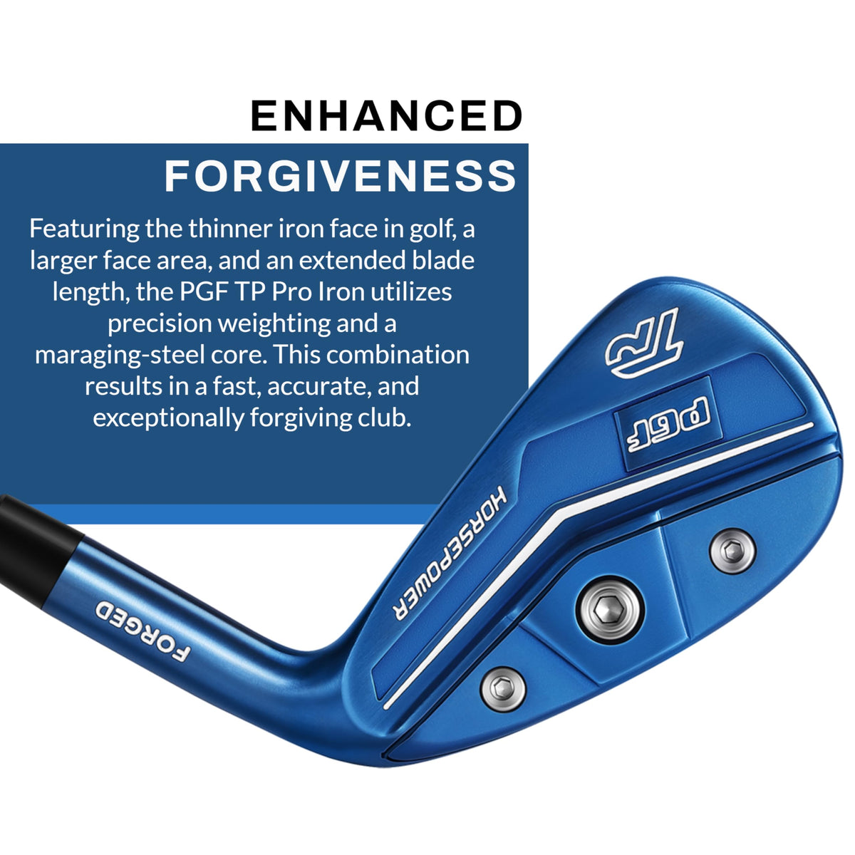 PGF Gold TP Pro back weight iron offers stable feel and precise swing weight