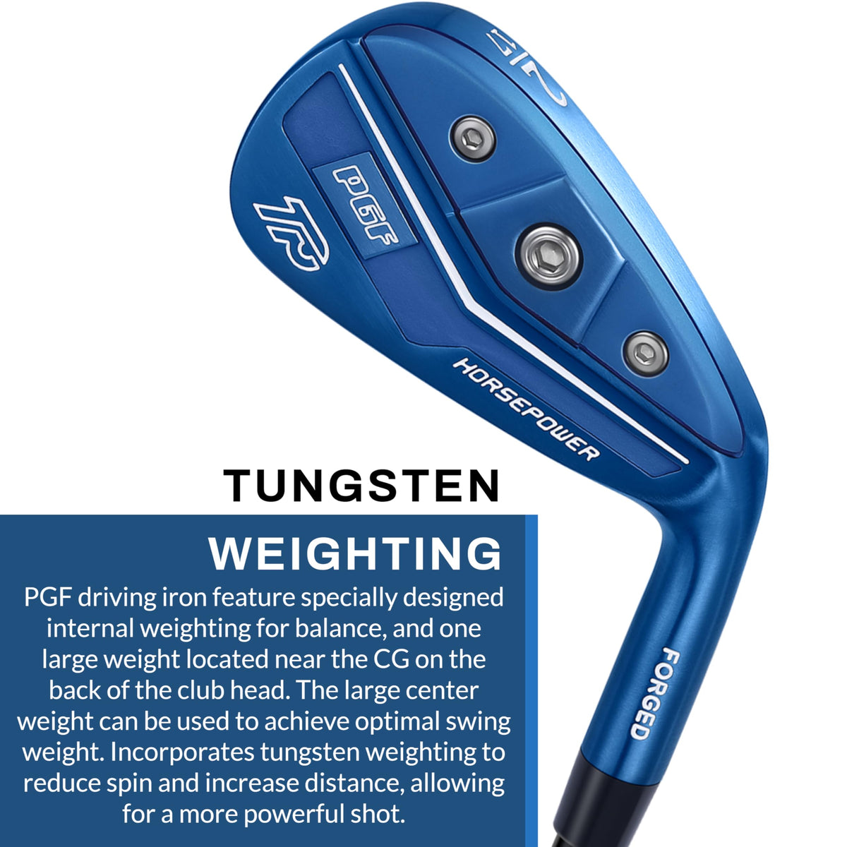 PGF Gold TP Pro hollow body iron emphasizing forgiveness and larger sweet spot