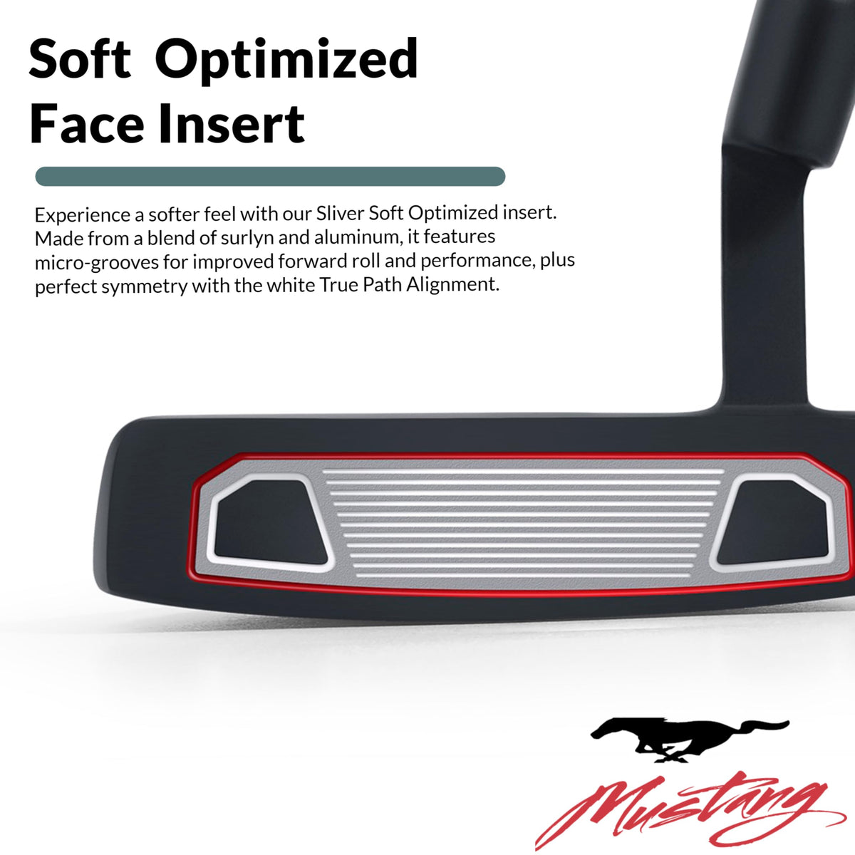 PGF Mustang M37 face insert close-up shows micro-grooves reducing skidding.