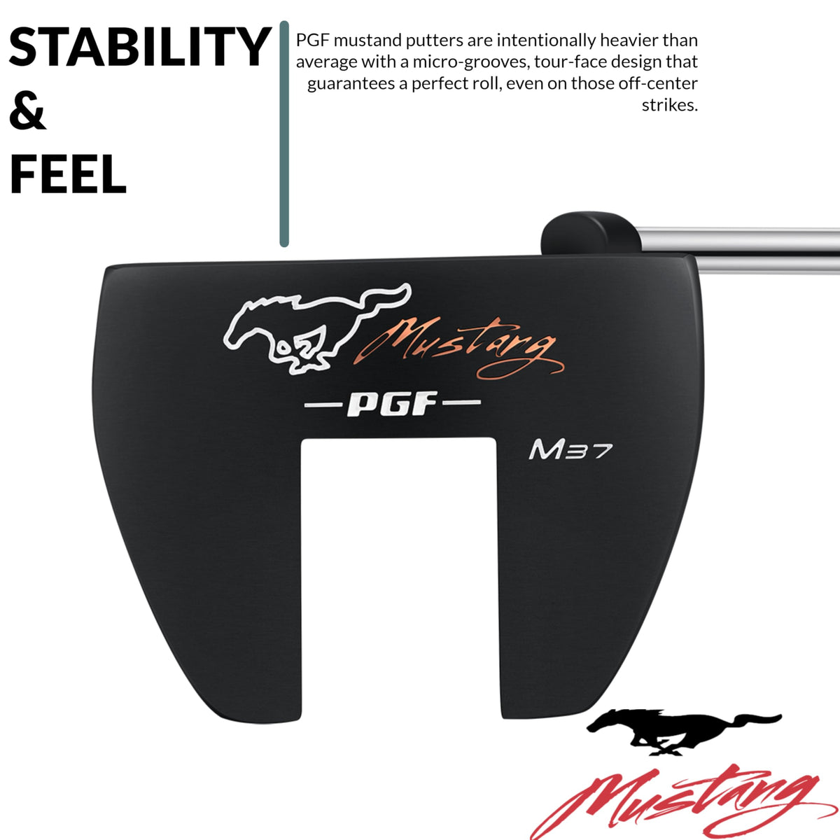 PGF Mustang M37 left-handed setup image emphasizing precise alignment features.