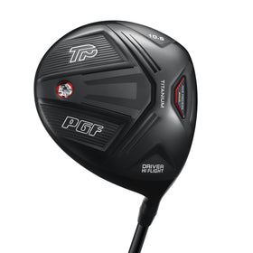 PGF Labs Gold Tour driver face shows precise impact for longer drives.