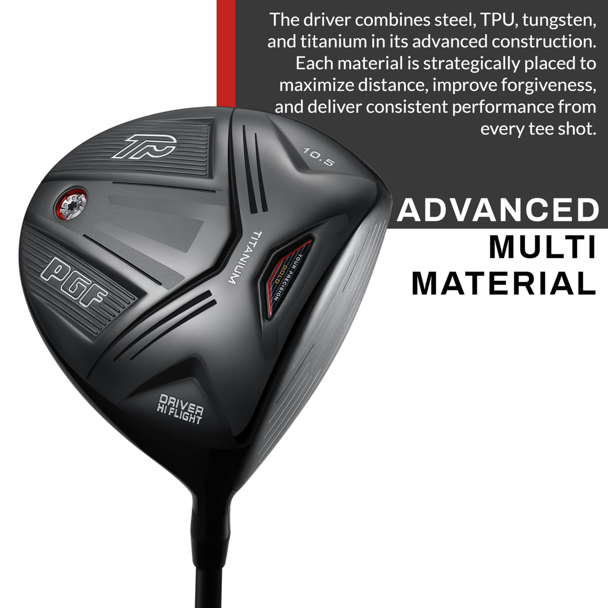 PGF Labs Gold Tour tee shots with improved trajectory and forgiveness.