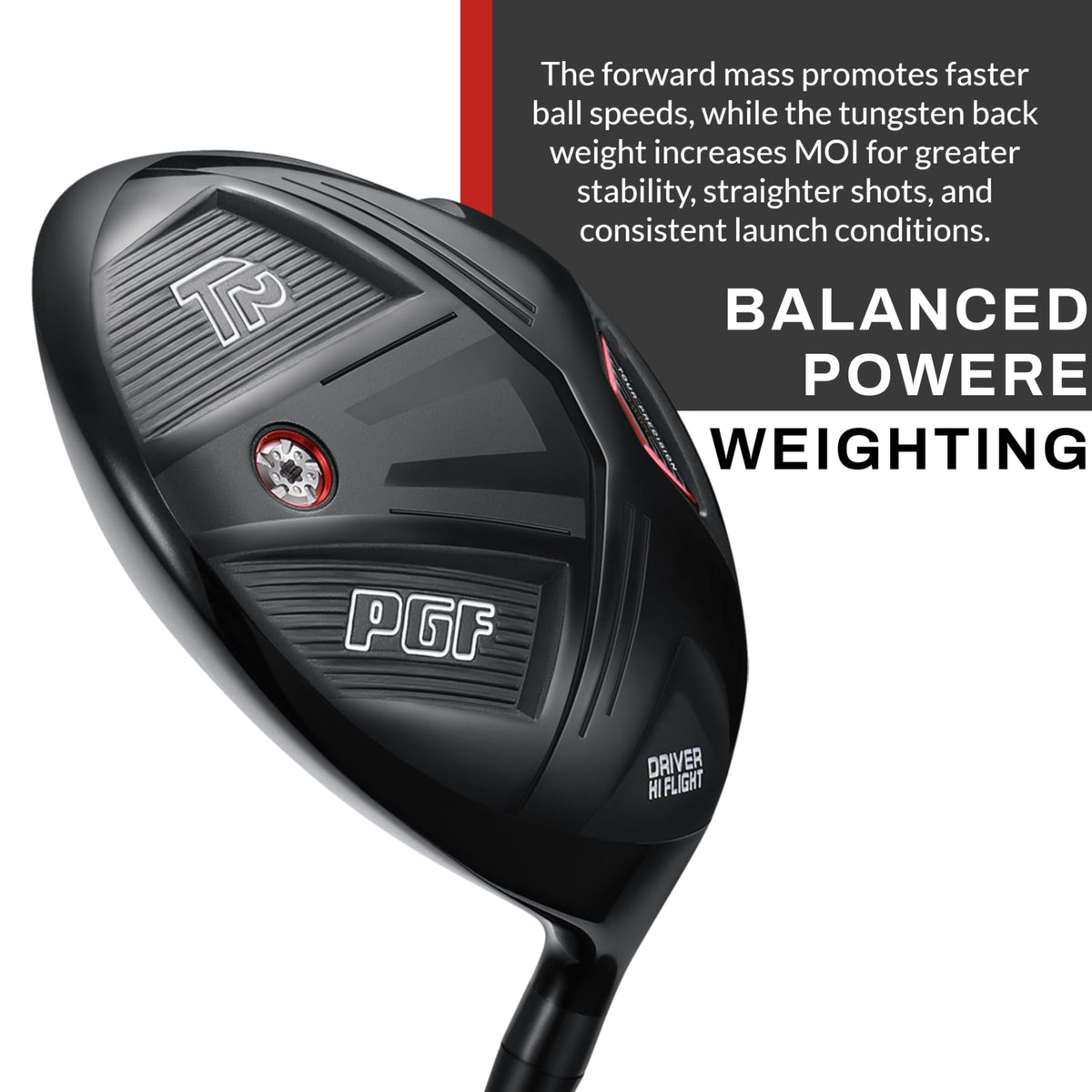 PGF Labs Gold Tour titanium speed frame supports higher launch and faster ball speeds.