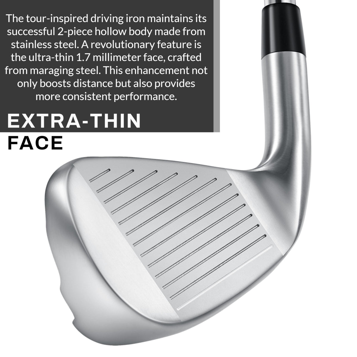 PGF Mustang Horsepower Pro driving iron maraging steel core boosts speed and consistency
