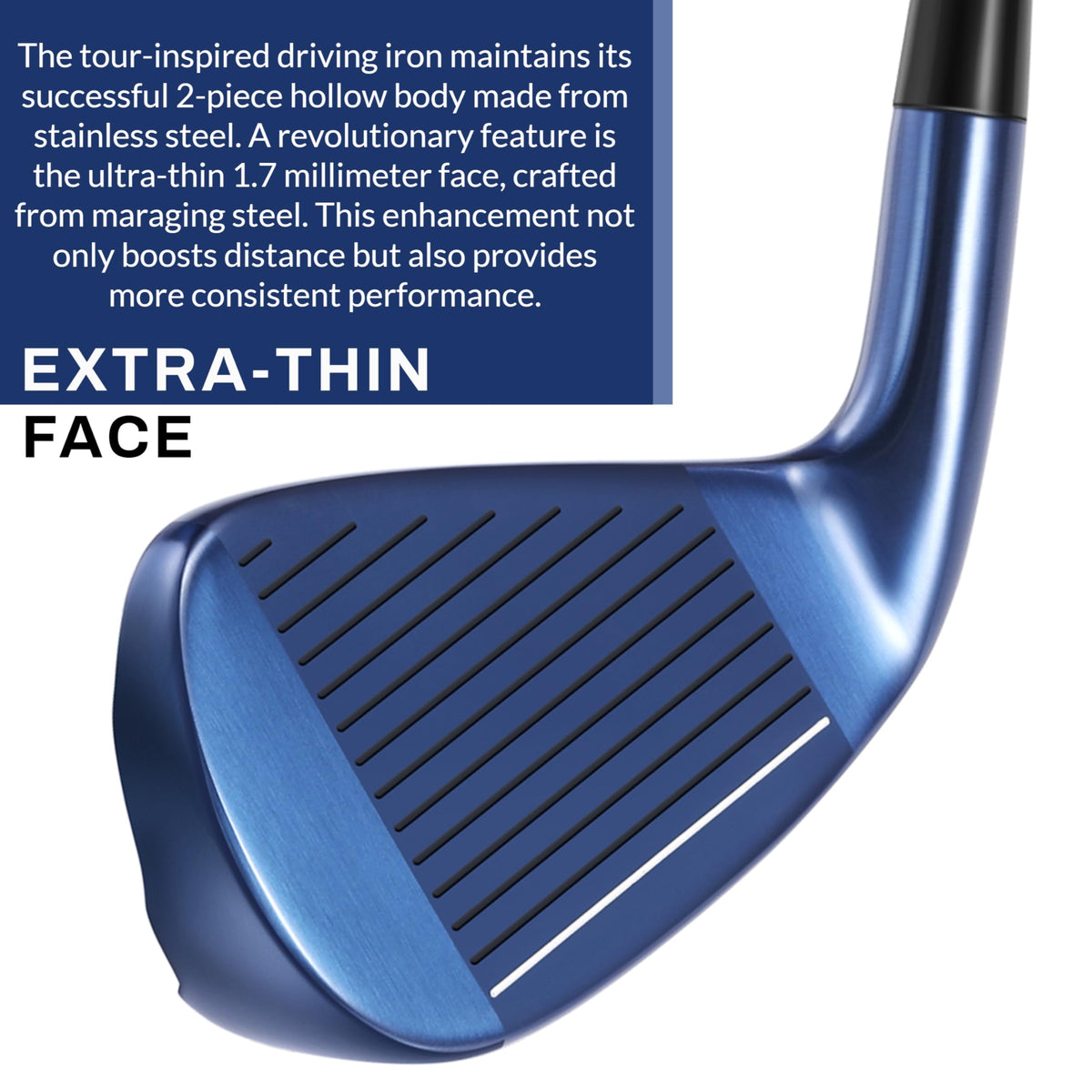 PGF Mustang Horsepower Pro driving iron groove detail illustrating spin potential