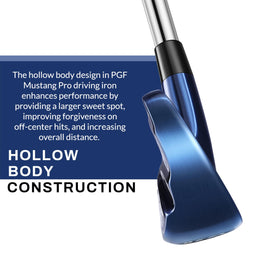 PGF Mustang Horsepower Pro driving iron heel profile emphasizing forgiving head design