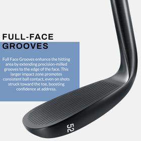 PGF Mustang large-face wedge in sand for easy greenside control.