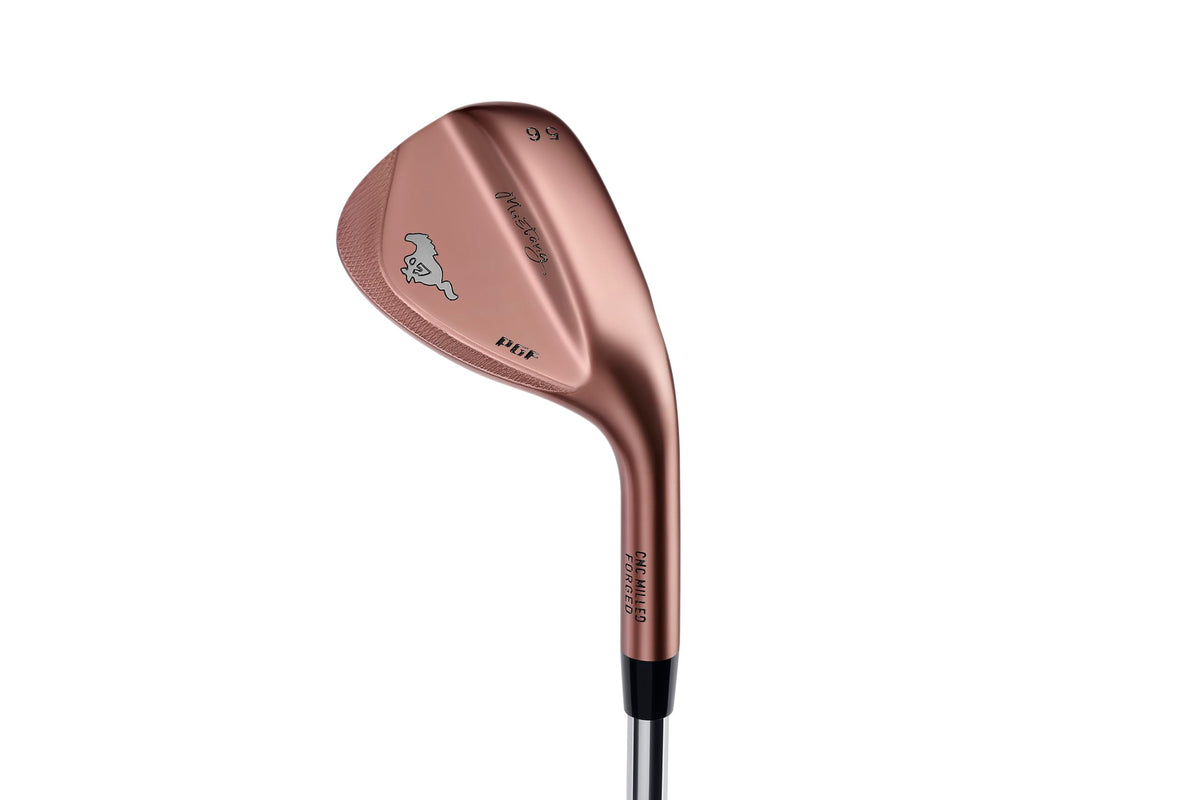 PGF Mustang sand wedge milled sole promotes clean turf interaction on bunker lies.