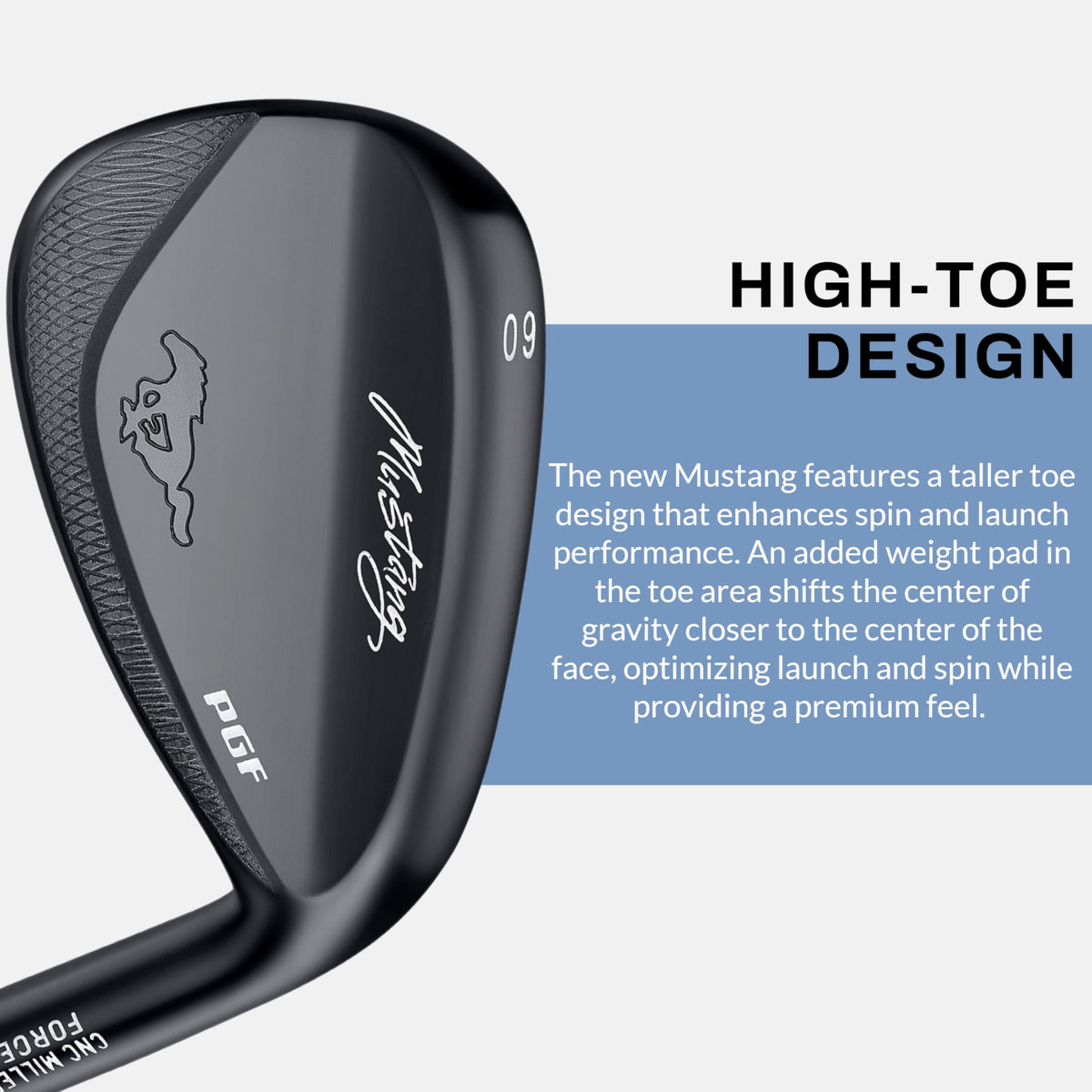 PGF Mustang Sand Wedge in golf bag with other clubs