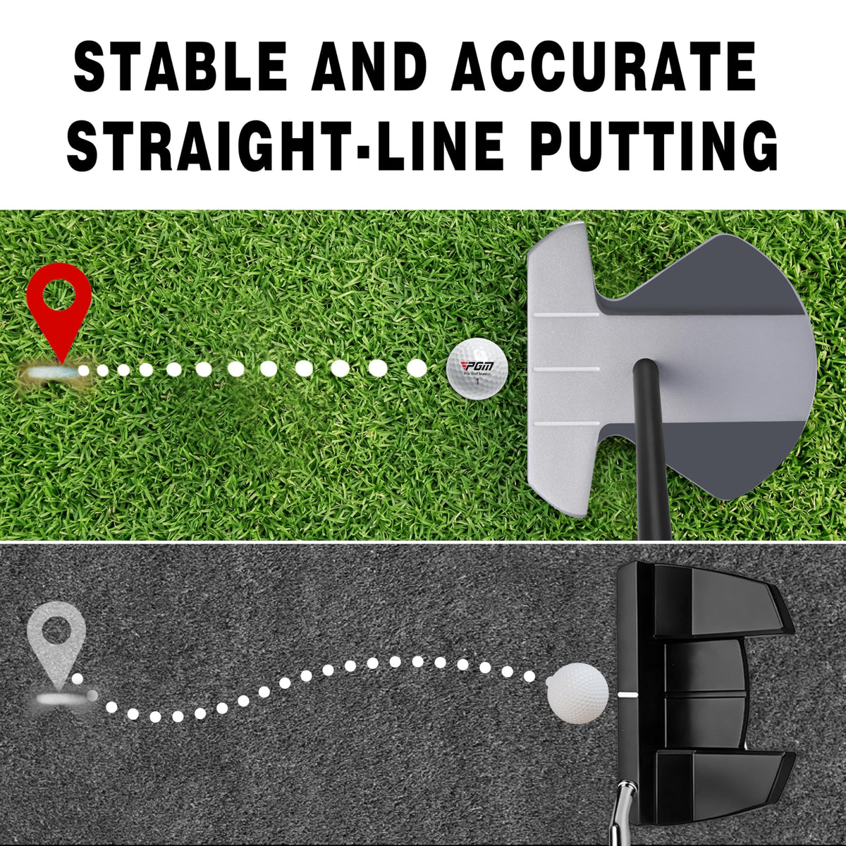 PGM 34 weighted head with high MOI reduces twisting on off-center hits.