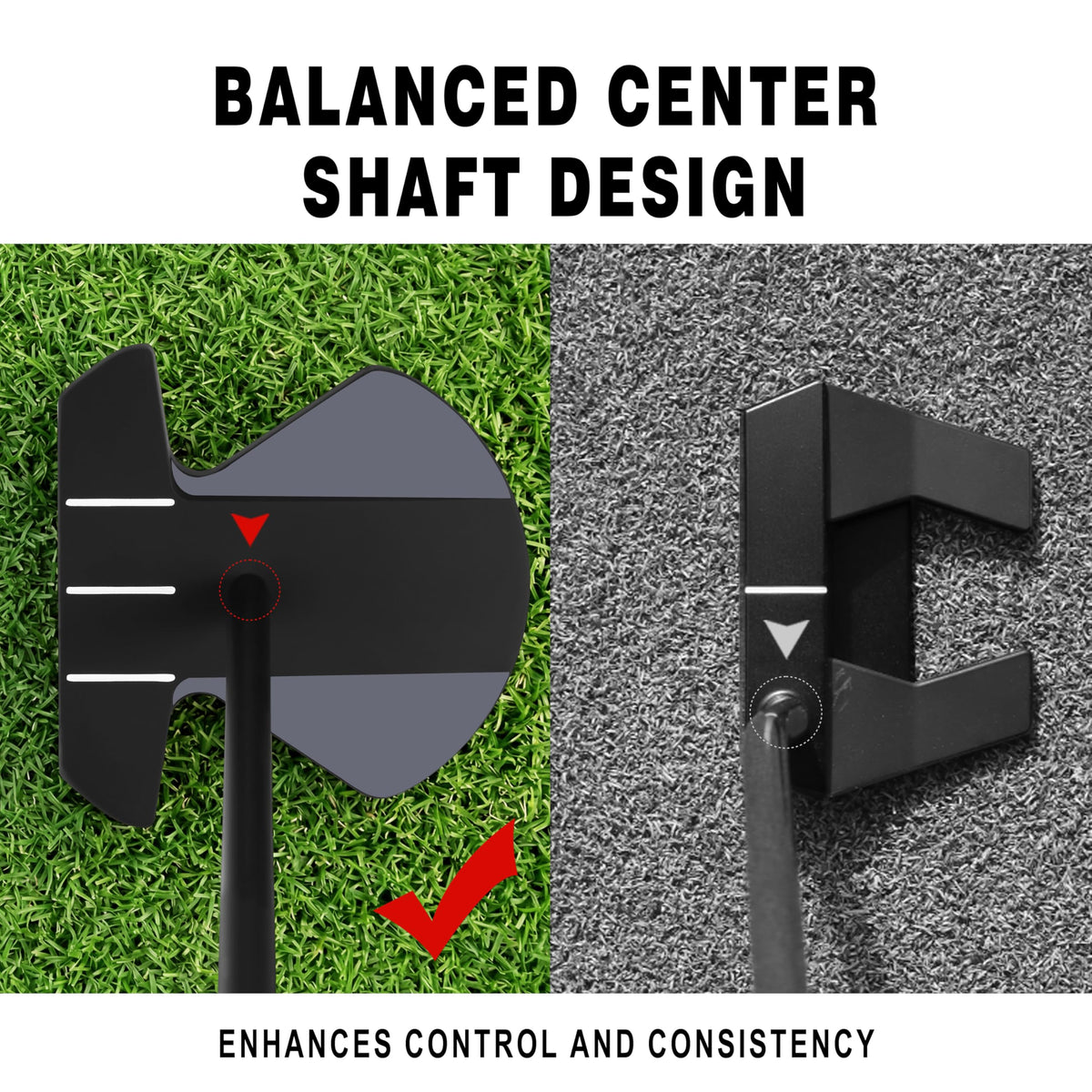 PGM Putter with center shaft design enhances stability and consistent face square.