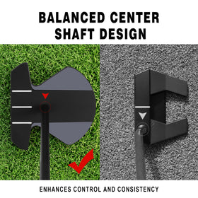 PGM Putter with center shaft design enhances stability and consistent face square.