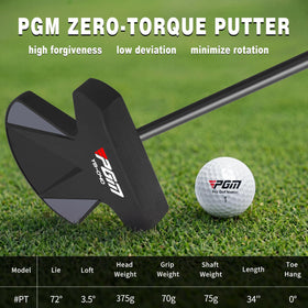 PGM 34-inch Zero Torque Putter face-balanced design promotes a square-to-square stroke.