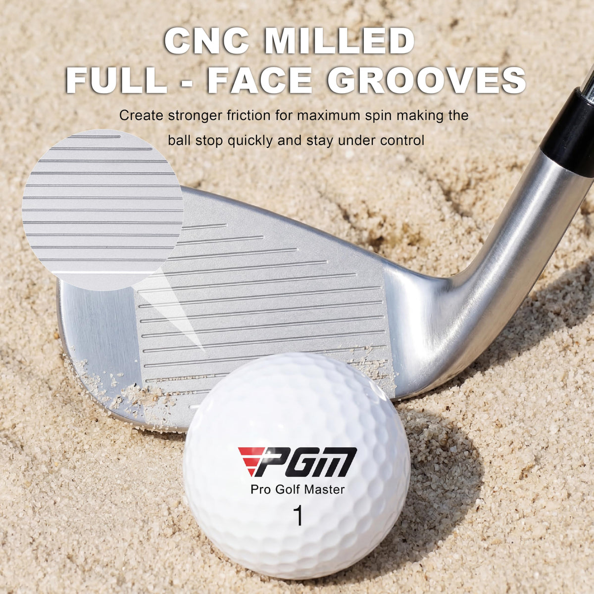 PGM anti-slip grip close-up emphasizing secure hold in any weather
