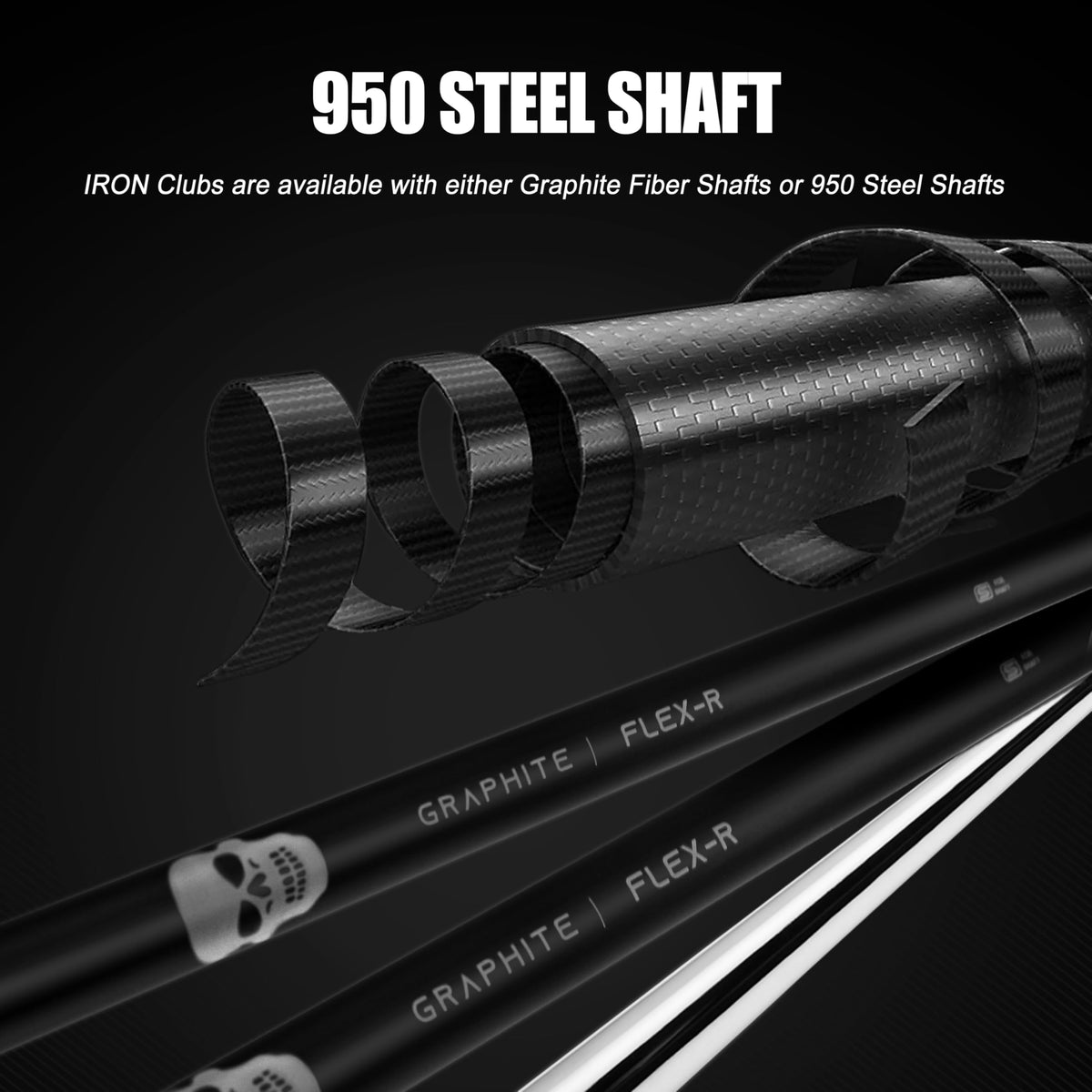 PGM 7 iron matte black skull design reduces glare for focus.