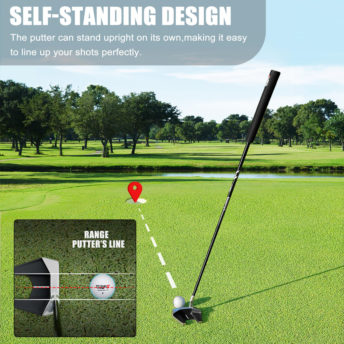 PGM mallet putter face Groove Strike enables a smoother roll