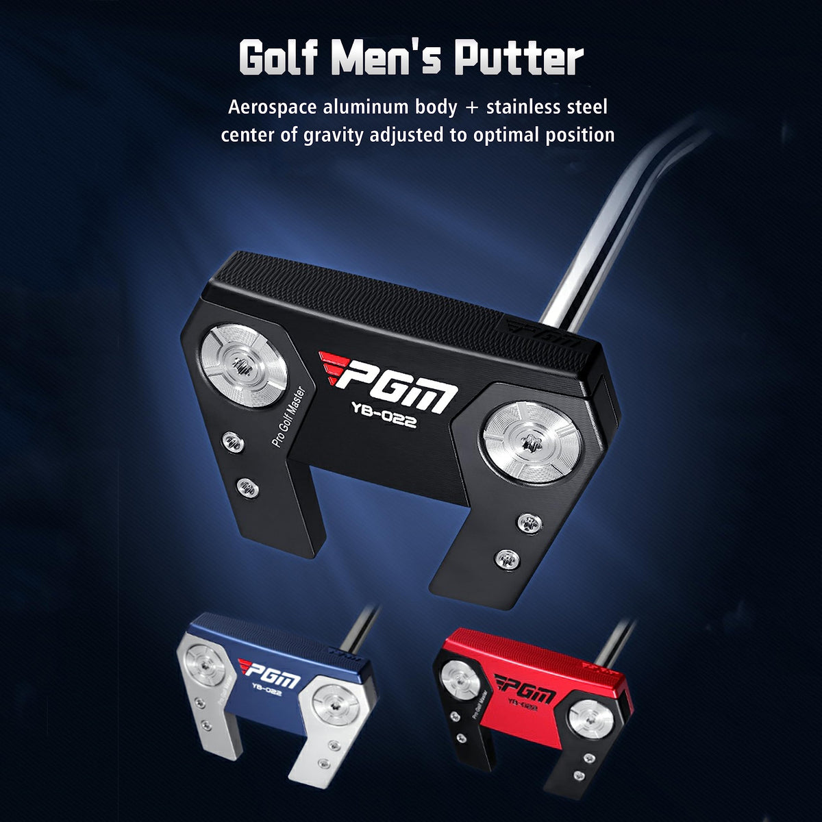 PGM counterweight and screws balance the putter for steadier strokes