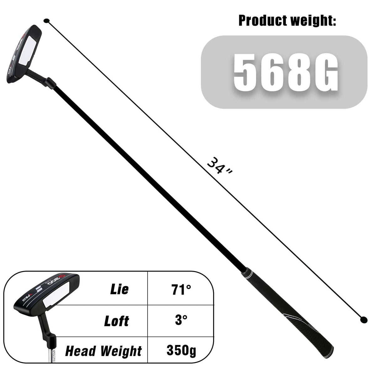 PGM Golf Putter durable milled face for long-lasting use
