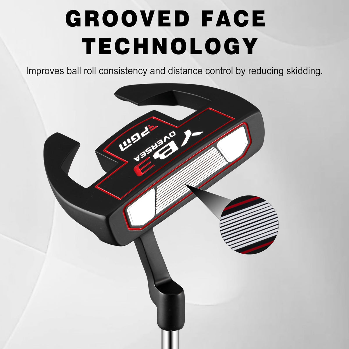 PGM golf putter high MOI mallet head resists twisting for straighter putts