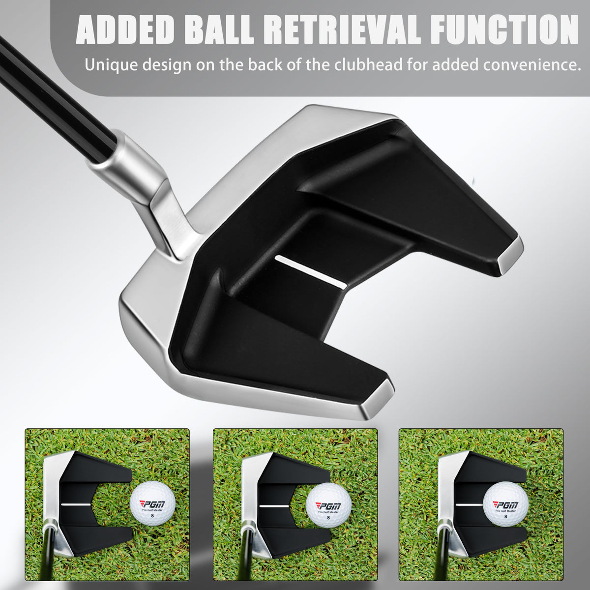 PGM Lightweight graphite shaft delivers responsive control during strokes.