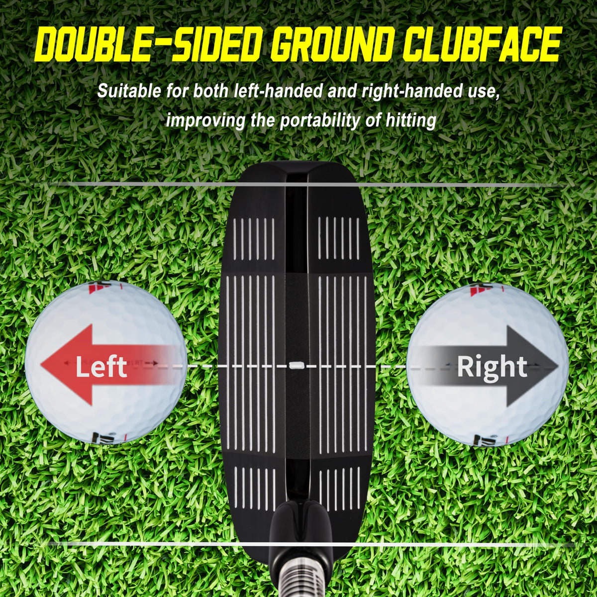 PGM Golf Two-Way Chipper ambidextrous design image demonstrates versatile setup for both hands.