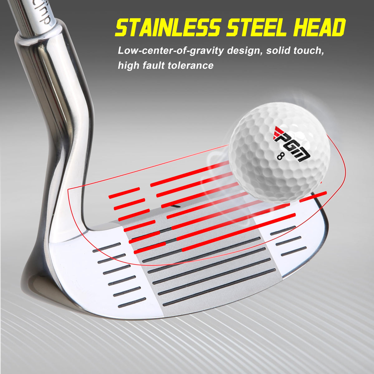 PGM sectioned steel shaft dampens vibrations for better feel.