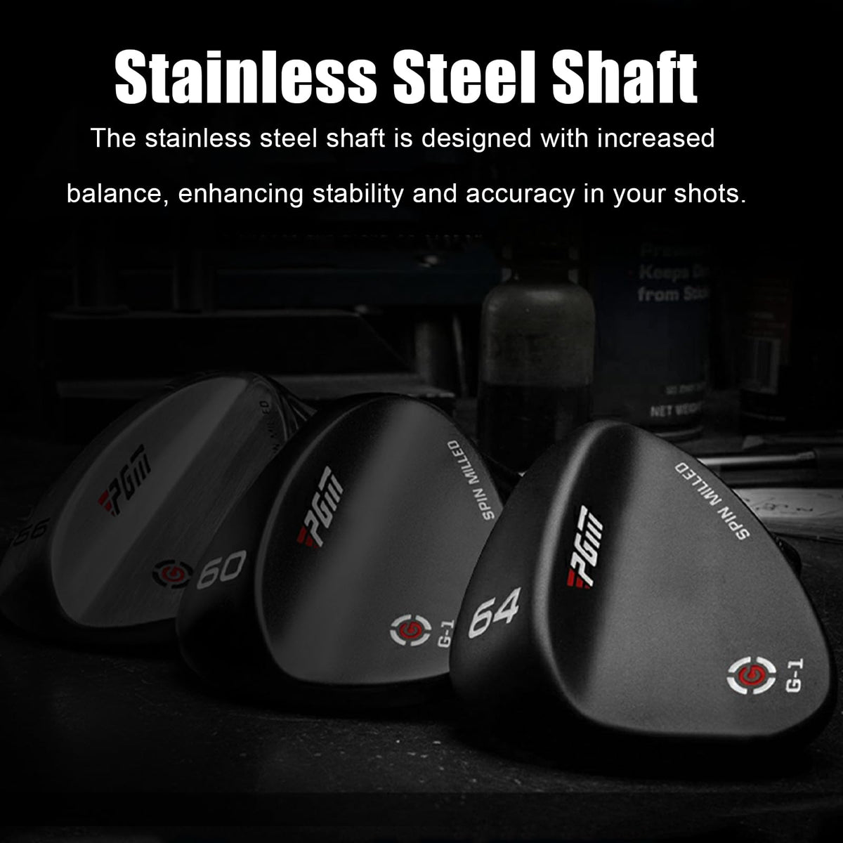 PGM wedge with low-CG heads delivers forgiving feel on imperfect contact.