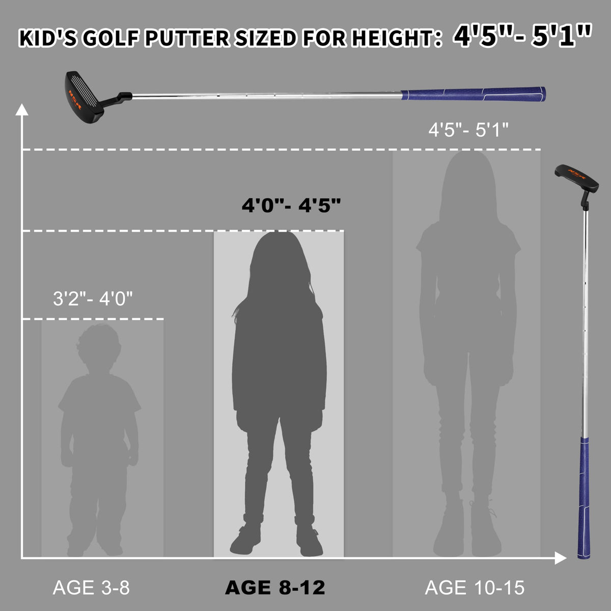 PGM Kids Junior Putter grooved face promotes a smoother roll