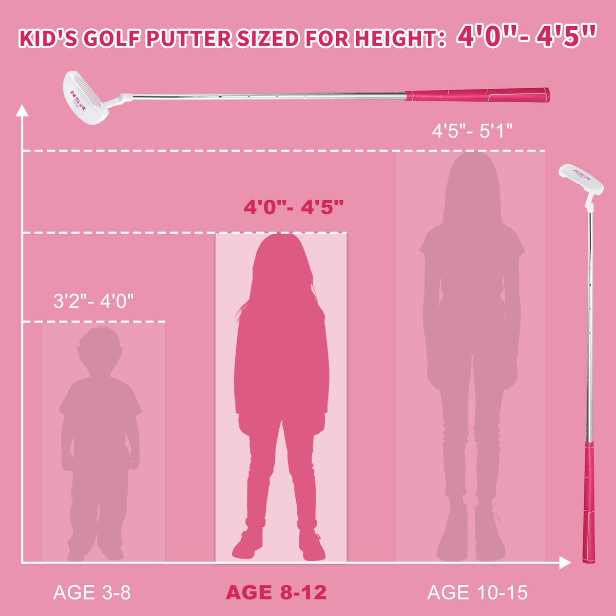 PGM Kids Junior Putter with plumber neck supports visual alignment