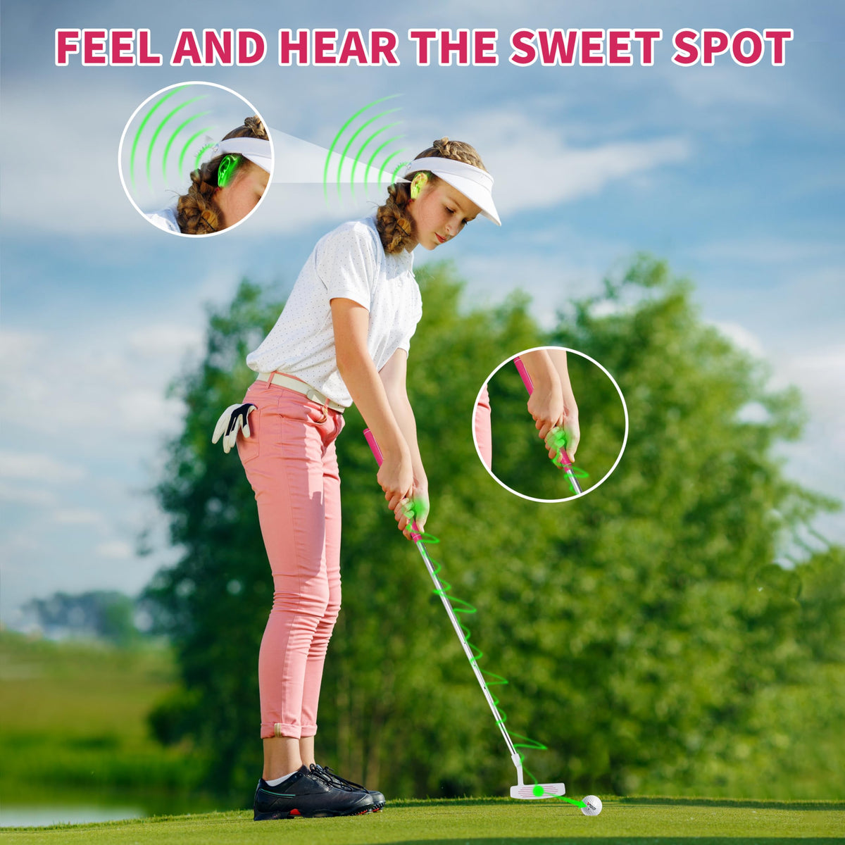 Colorful multi-color finish makes practice engaging for young golfers.