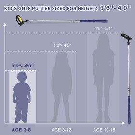 PGM Kids Putter lightweight head promotes forgiving contact for beginners.