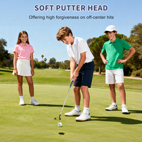 PGM Kids Putter plumber neck offset supports stable alignment during strokes.