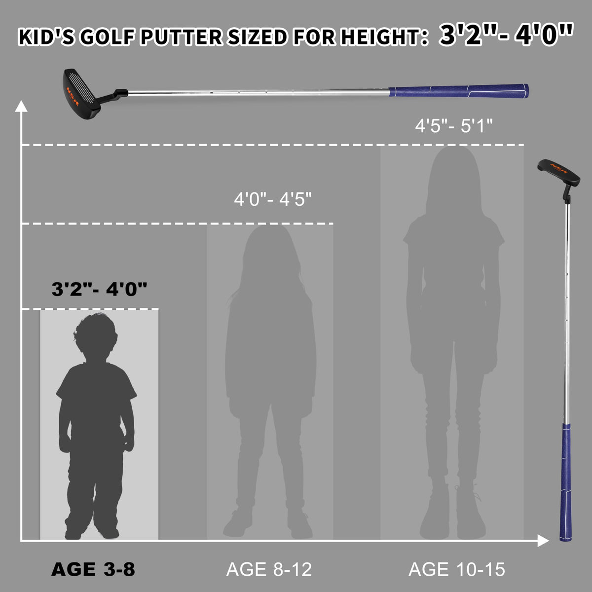 PGM kids putter soft grip handle for secure comfortable hold
