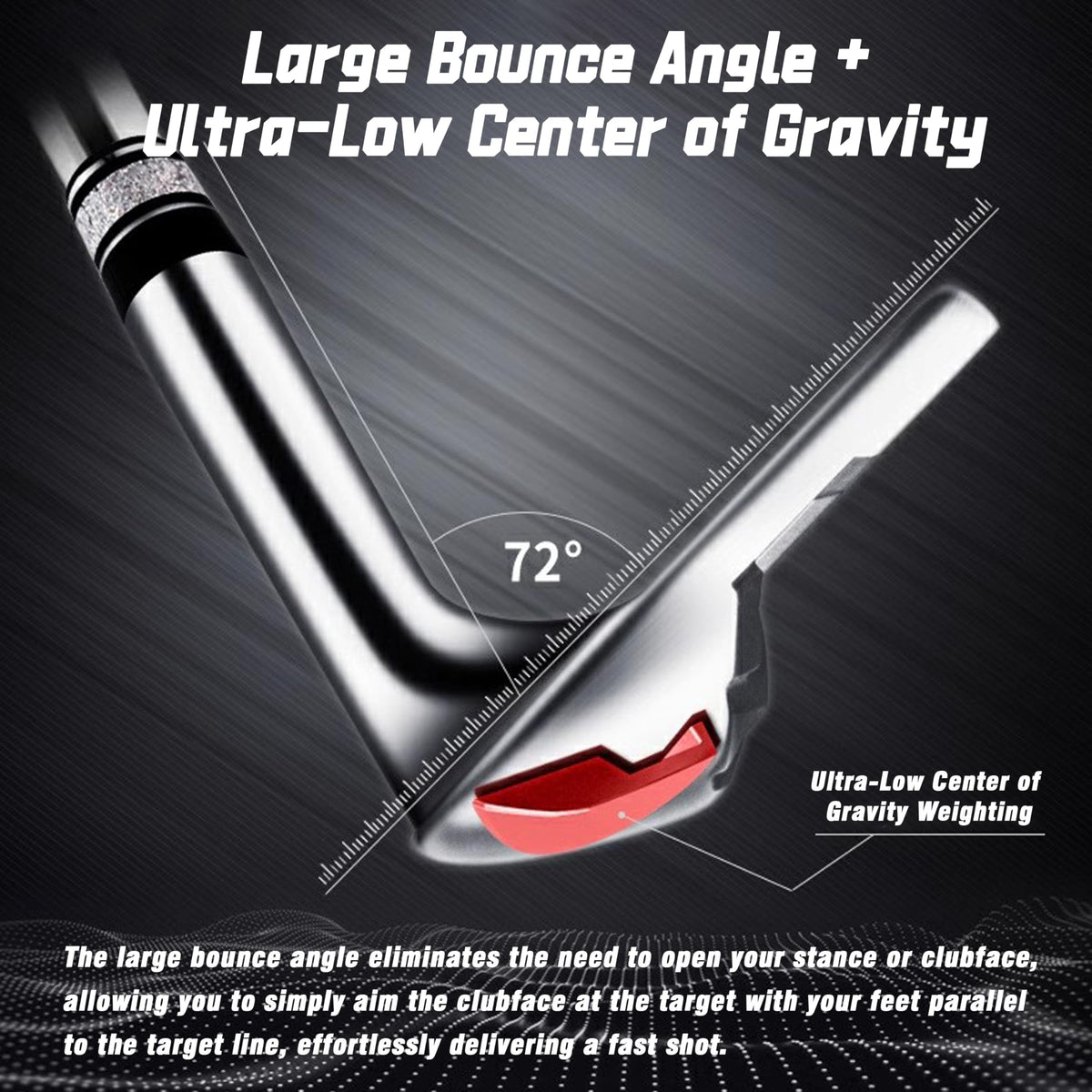 PGM left-handed wedge with steel head improves bunker lift and stability.