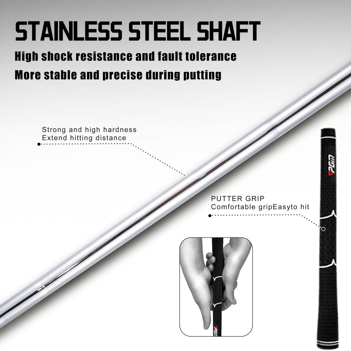 PGM Oversea with integrated aiming line for quick alignment before each stroke.