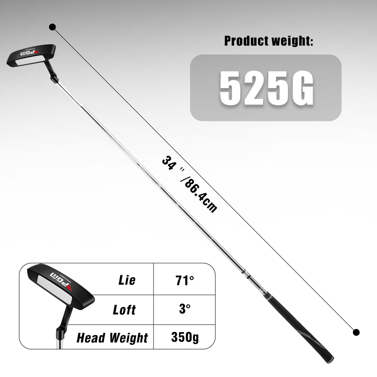 PGM Oversea grooved-face putter enhances forgiveness and contact for straighter rolls.
