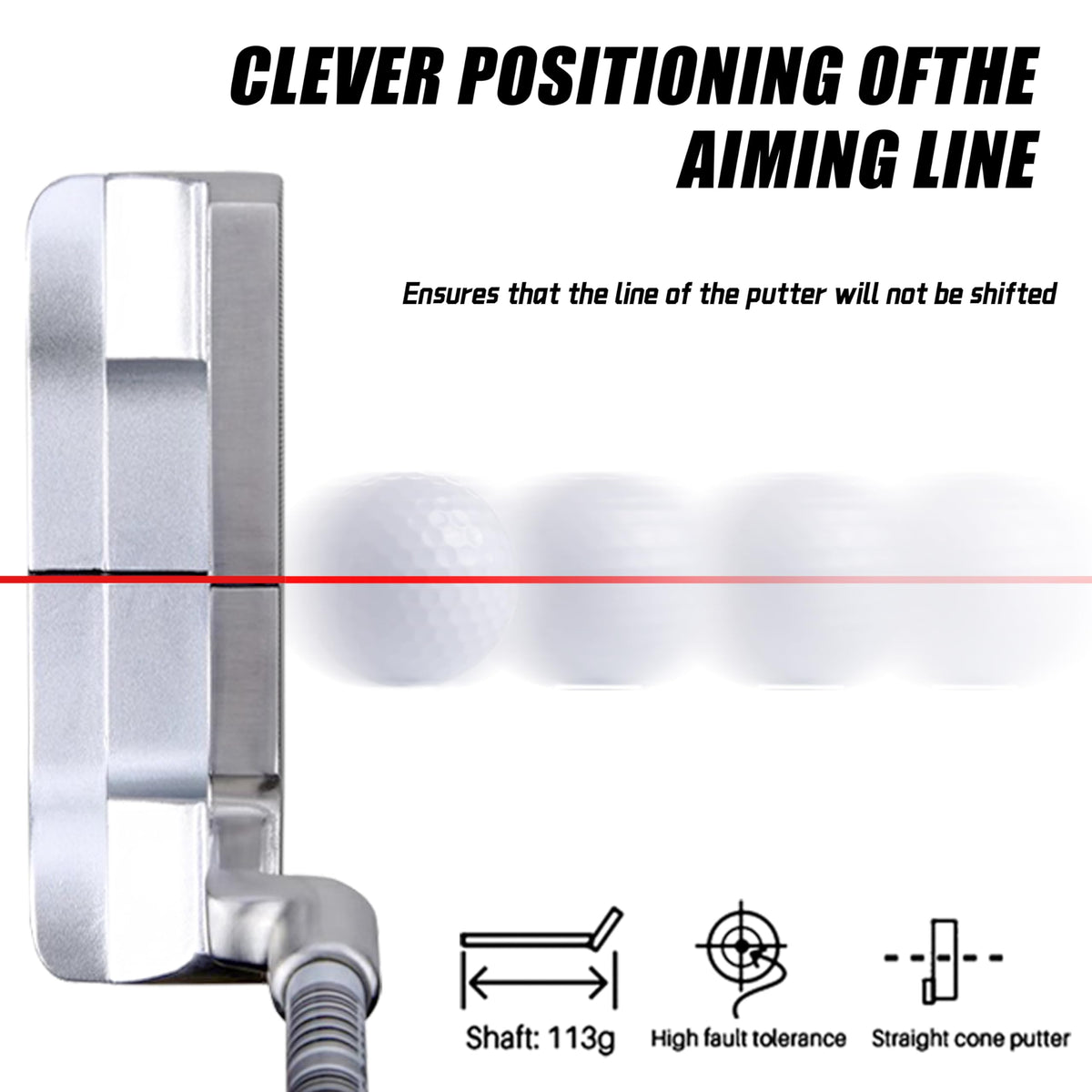 PGM alignment line on putter aids aiming accuracy