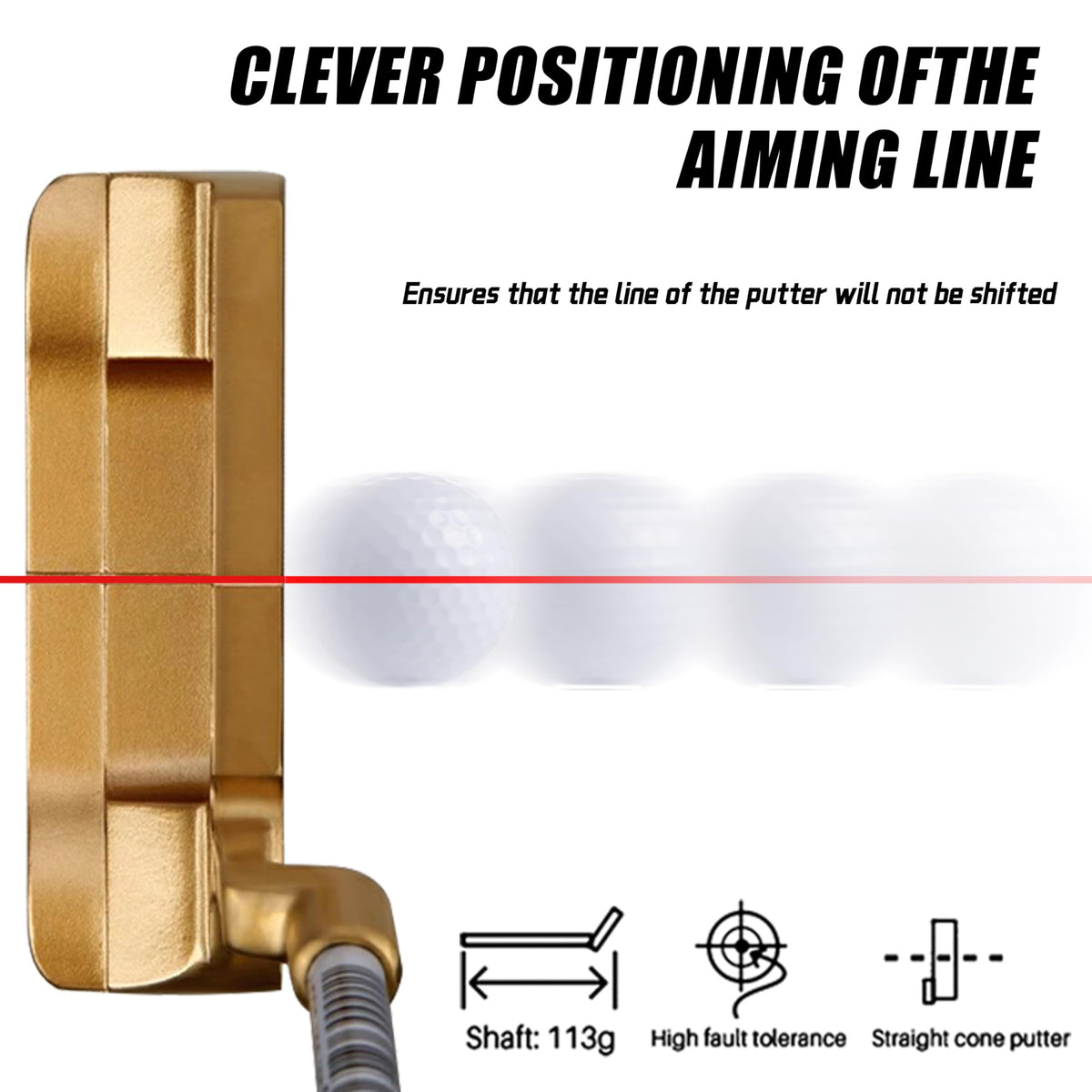 PGM alignment line helps aim more accurately during putting