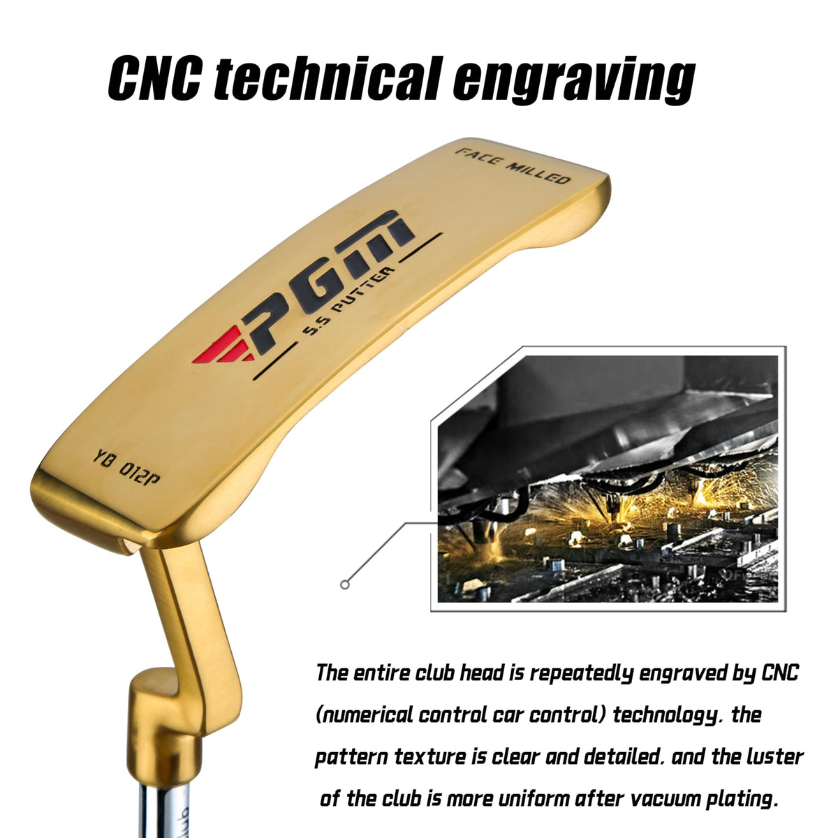PGM putter head CNC-engraved for precise craftsmanship and consistent roll