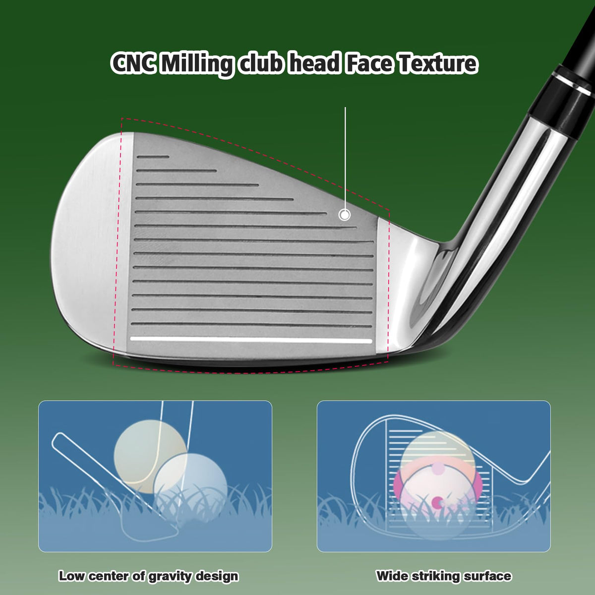 PGM Rio 7 Iron graphite shaft offers light feel and steadier tempo for controlled swings.