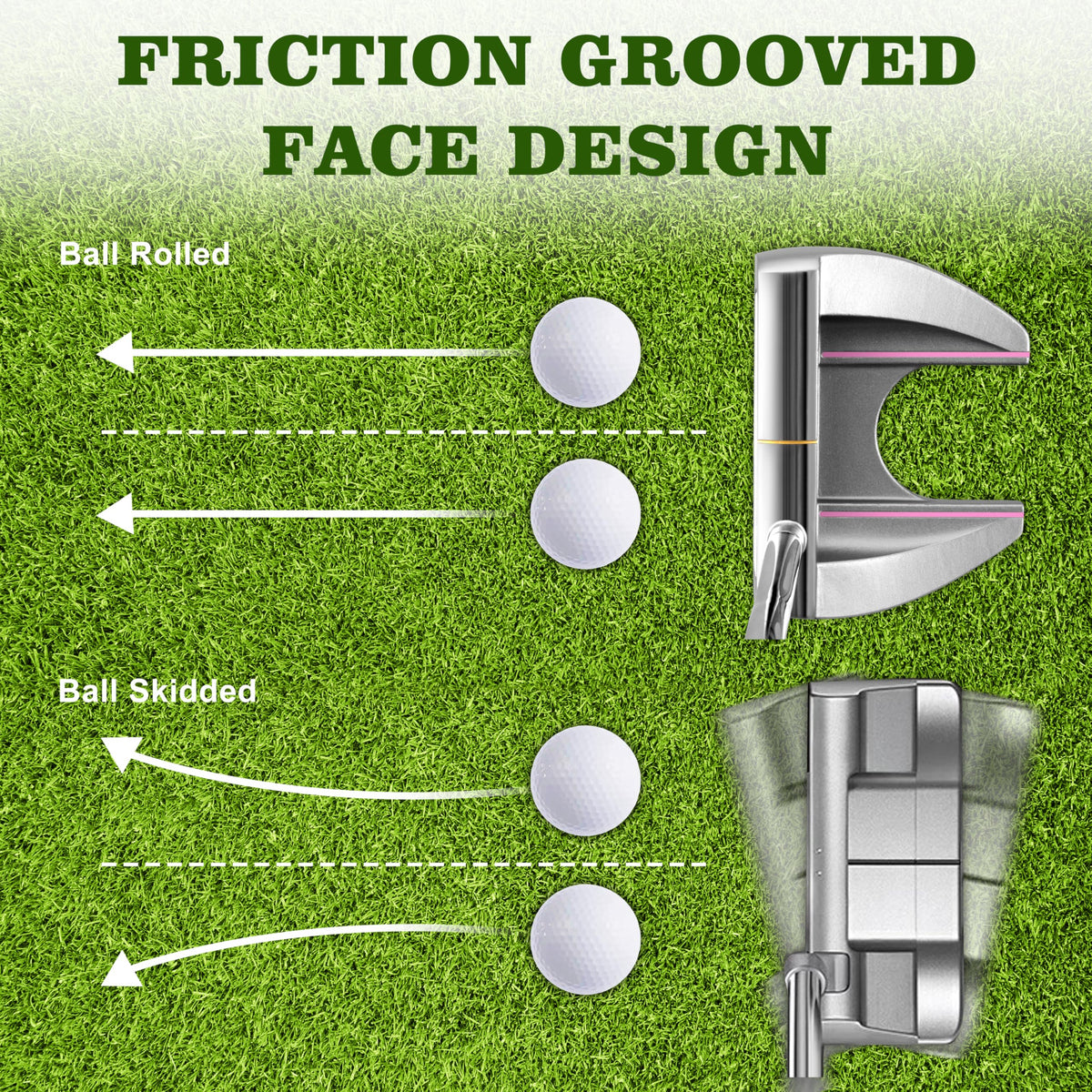 PGM stainless steel putter delivers solid feel with crisp feedback.