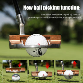PGM standing putter side view shows ergonomic balance for smooth strokes