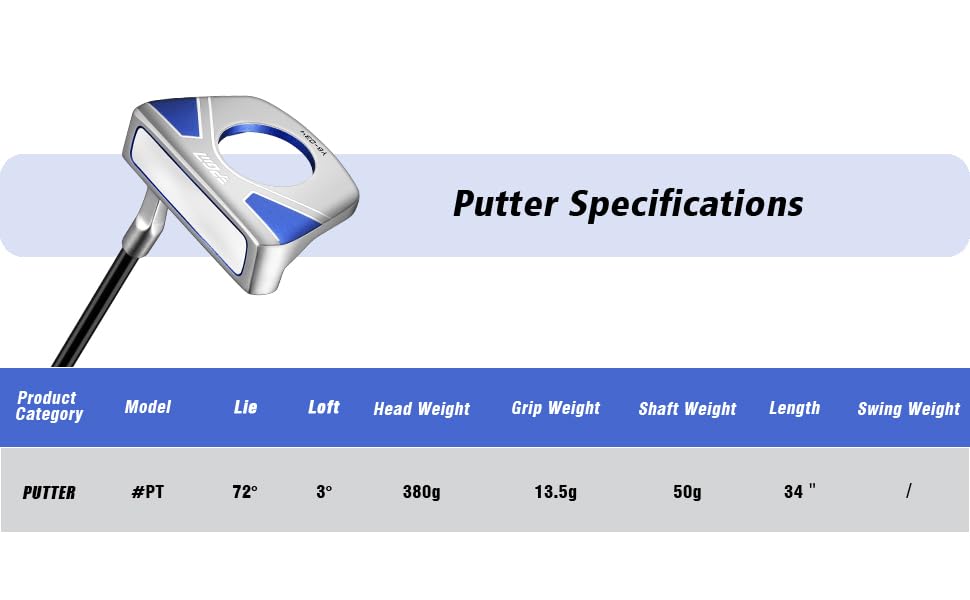 34-inch right-handed PGM putter ready for versatile greens.