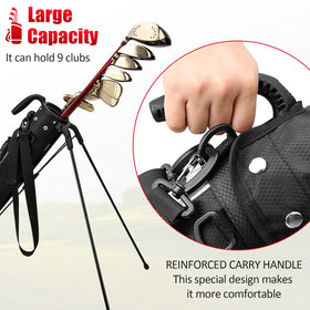 PGM Sunday bag holding up to 9 clubs for compact, lightweight carry