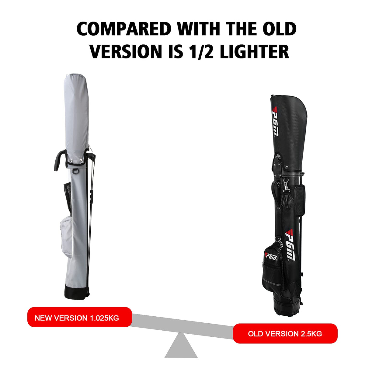 PGM Sunday Golf Bag compact design fits nine clubs comfortably.