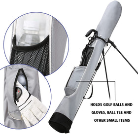 PGM Sunday Golf Bag pockets hold balls, tees, and phone.