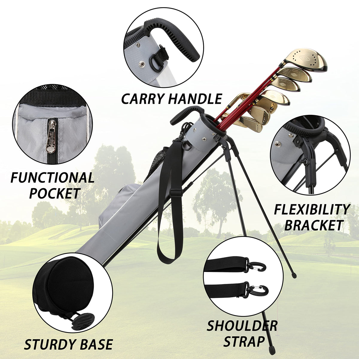 PGM Sunday Golf Bag strap, comfortable carry for long rounds.