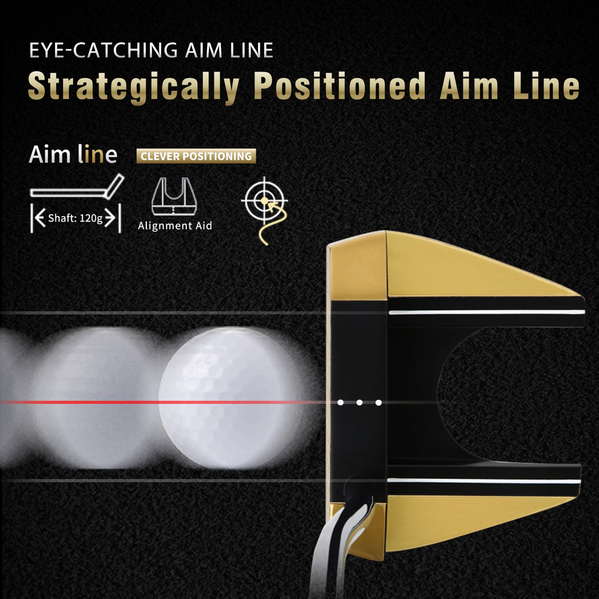 PGM TUG024 alignment line view aids square putts with confidence.