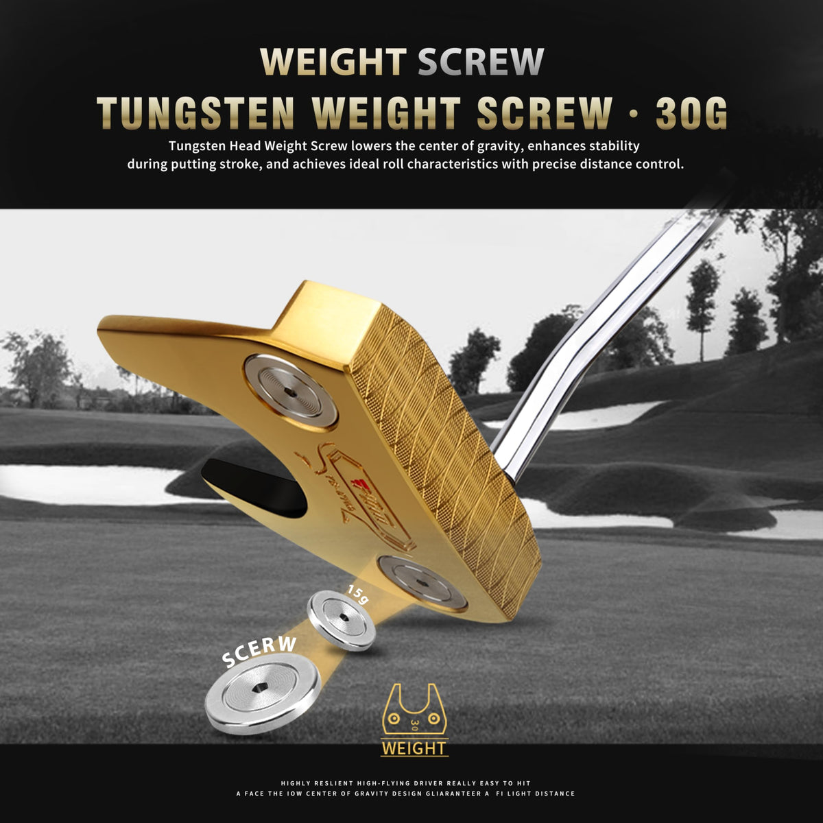 PGM TUG024 tungsten counterweight 34 g enhances on-green stability.